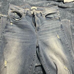 Nicole Miller Distressed Blue Cropped Jeans